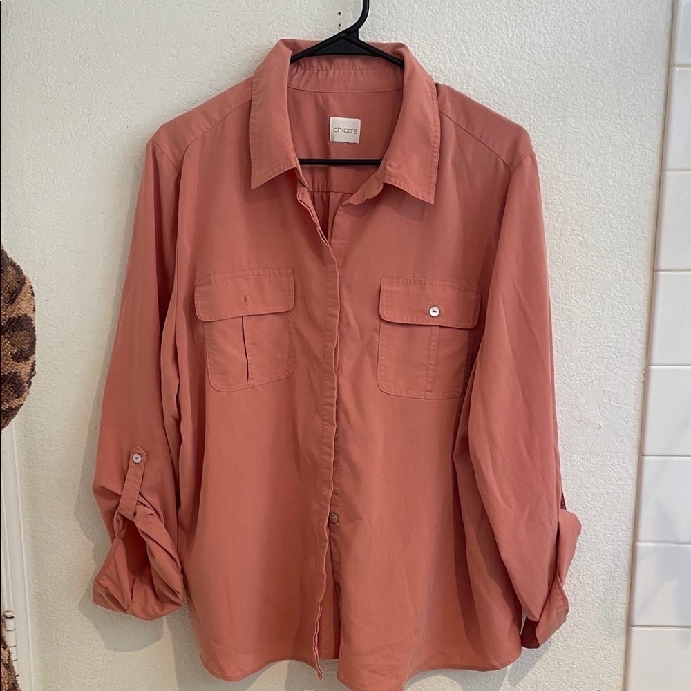 Chico's Women’s Terracotta Button Down Shirt